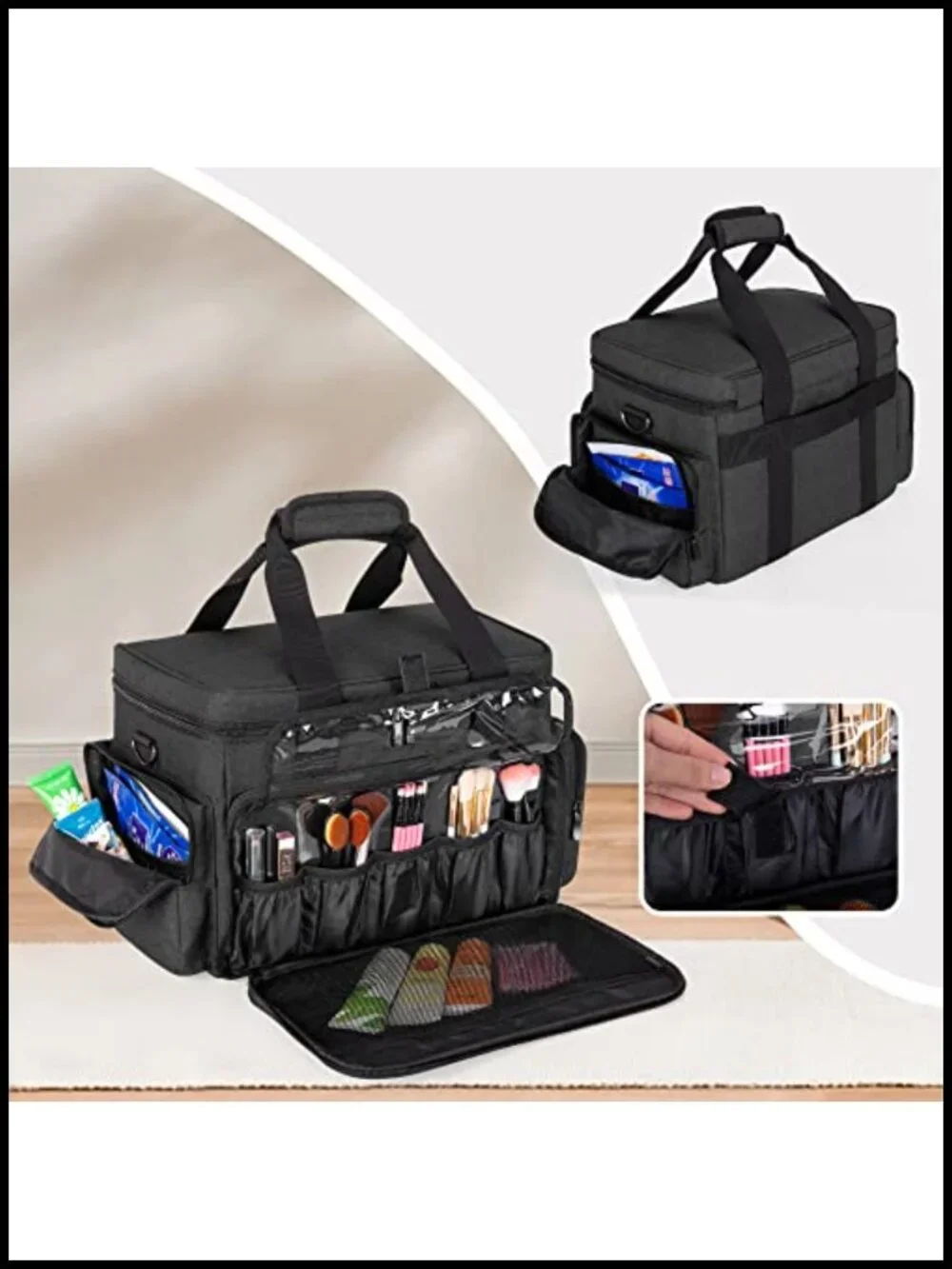 Large Makeup Bag with Removable Pouches and Dividers, Multifunctional Cosmetic